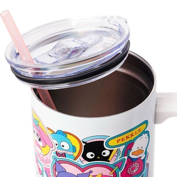 Hello Kitty Sanrio 40oz Tumbler w/ Handle & Straw Sticker Collage Design - Picture 5 of 15